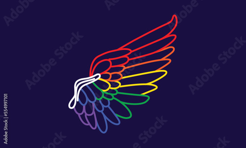 Colorful wings outline vector