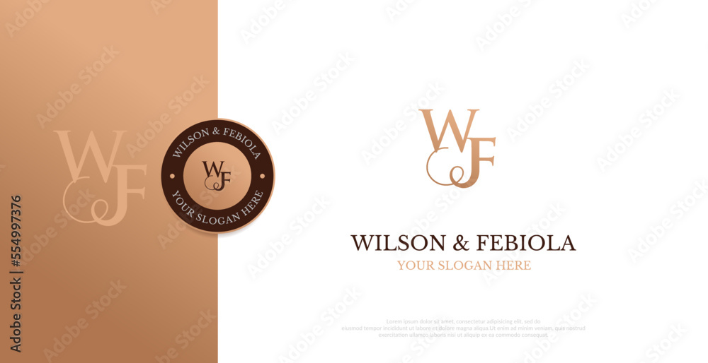 Wedding Logo Initial WF Logo Design Vector