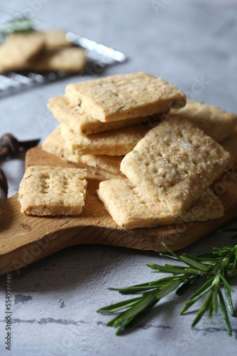 Homemade Rosemary Shortbread Cookies and coffee