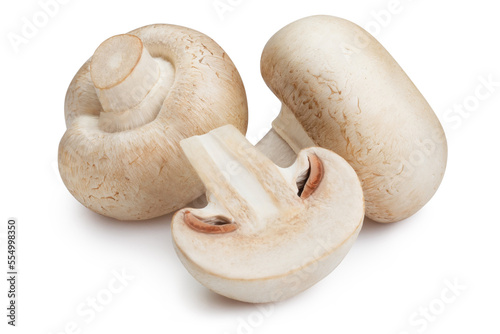 Fresh champignon mushrooms, isolated on white background