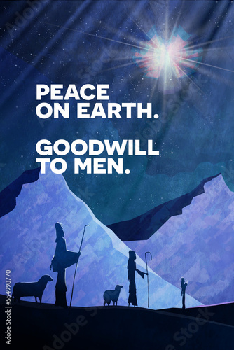 An angel visits shepherds near Bethlehem announcing that Jesus Christ, our Savior is born. The heavens announce peace on earth and goodwill to men. Known as the annunciation to the shepherds. 