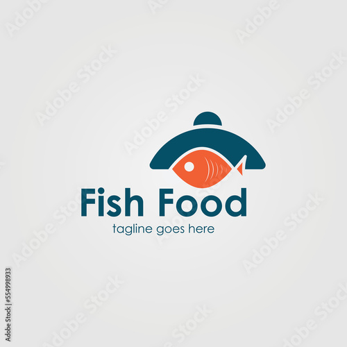 Fish Food logo design template with Fish icon and Food icon. Perfect for business, technology, mobile, Restaurant, app, etc
