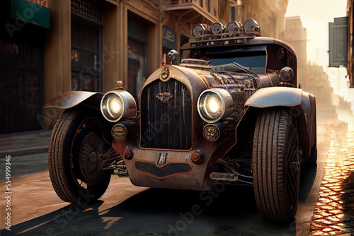 steampunk car in city © zedtox