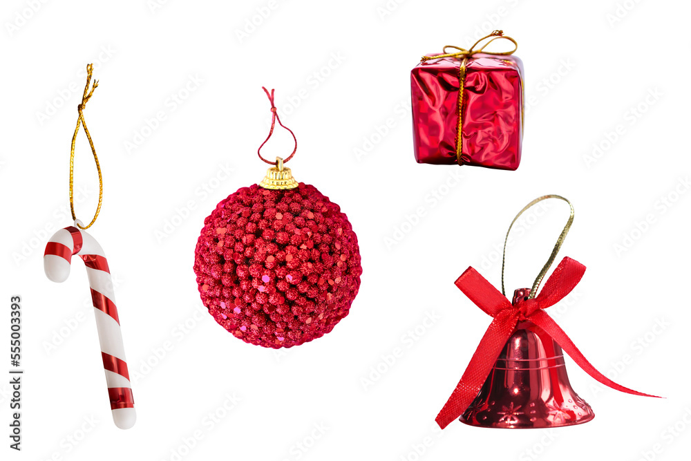 png set of new year, christmas toys. ball, bell, candy cane and a present. png set of new year, christmas toys. ball, bell, candy cane and a present.