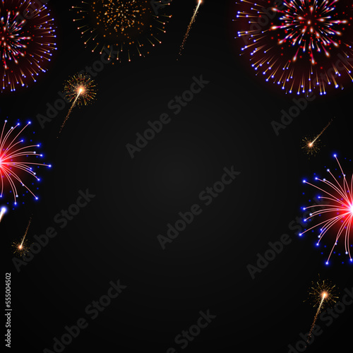 Happy New Year 2023 - Glitter and Particles background - Fireworks background -