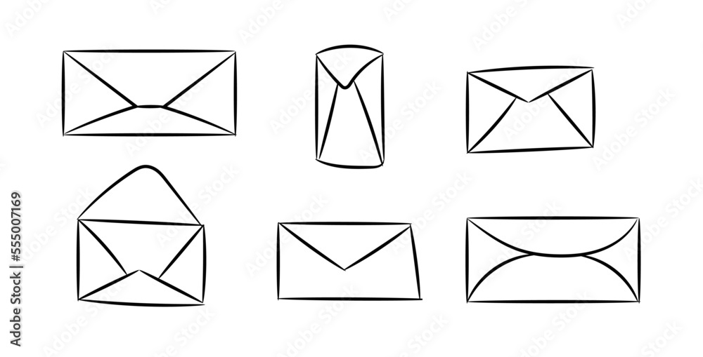 Mail envelope in doodle. Message symbol in sketch. Email sign. Hand drawn envelope set. Transparent mail collection. Vector EPS 10 Mail envelope in doodle. Message symbol in sketch. Email sign. Hand drawn envelope set. Transparent mail collection. Vector EPS 10