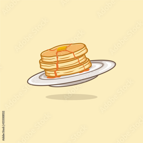 cartoon illustration of pancakes on plate
