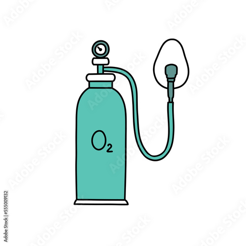 oxygen tank doodle icon, vector color line illustration