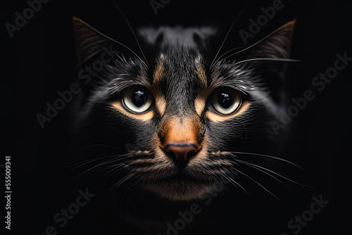 photography a close up of a cat s face on a black background