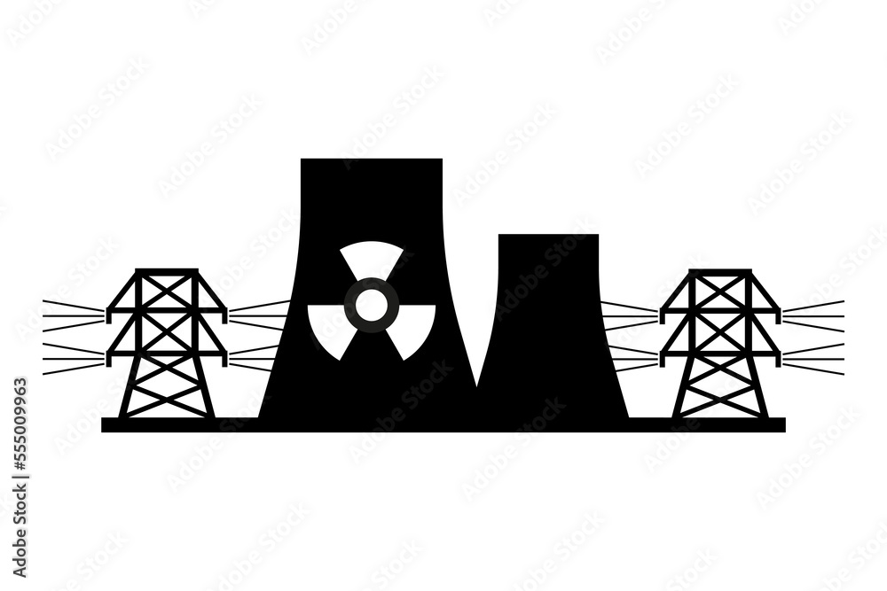 Nuclear power plant. Vector icon isolated on white Nuclear power plant. Vector icon isolated on white