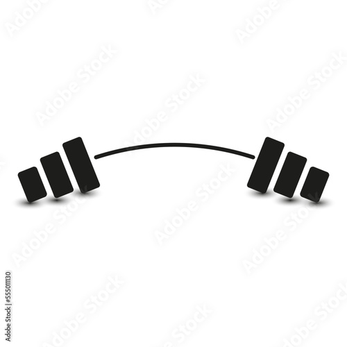 Black bent barbell icon. Vector illustration. Stock image.
