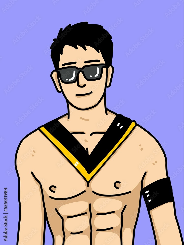cute man cartoon on blue background cute man cartoon on blue background