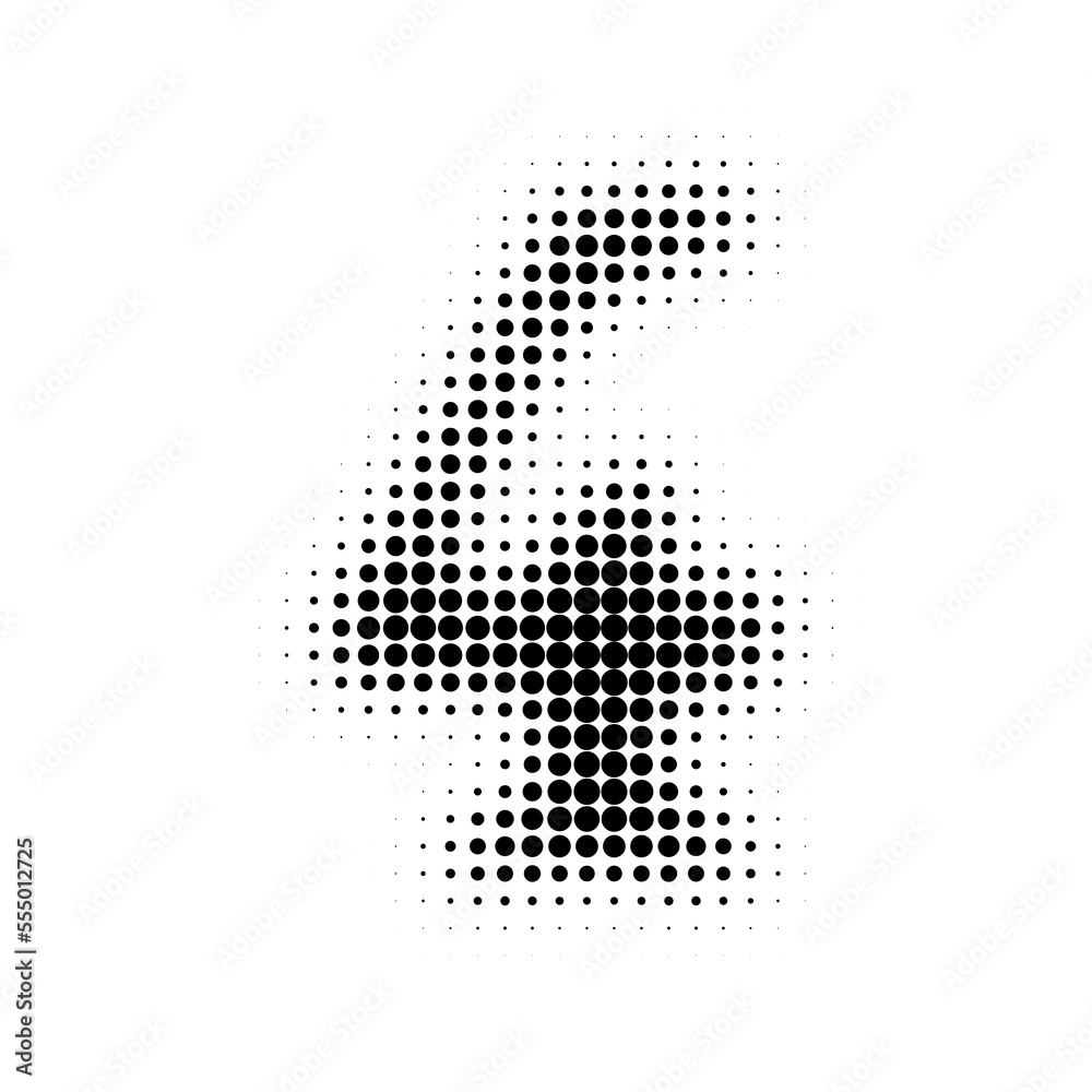 Number 4 Halftone. Pop art style. Halftone dotted backdrop. Design for web banners, wallpaper,sites vector illustration. Abstract Halftone Dotted Number.