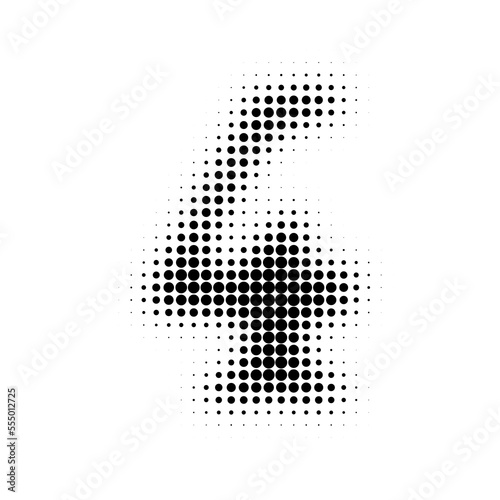 Number 4 Halftone. Pop art style. Halftone dotted backdrop. Design for web banners, wallpaper,sites vector illustration. Abstract Halftone Dotted Number.