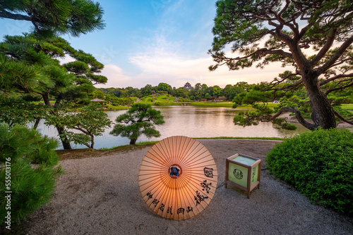 The landscape of Okayama Korakuen Garden, that is considered one of the three great gardens of Japan.