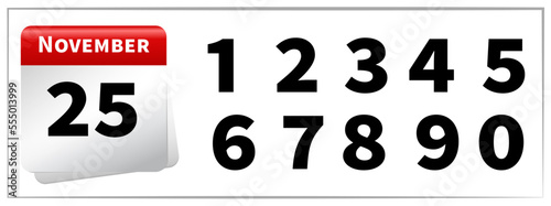 November vector calendar number all numbers