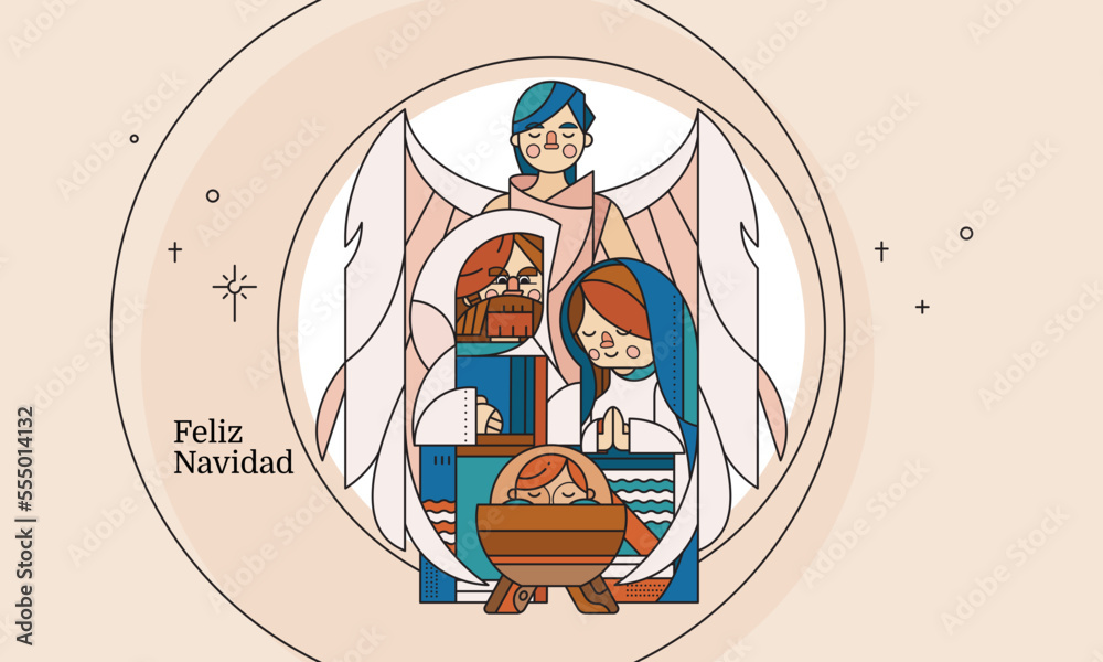 Marry joseph and the angel welcome the born of jesus christ in