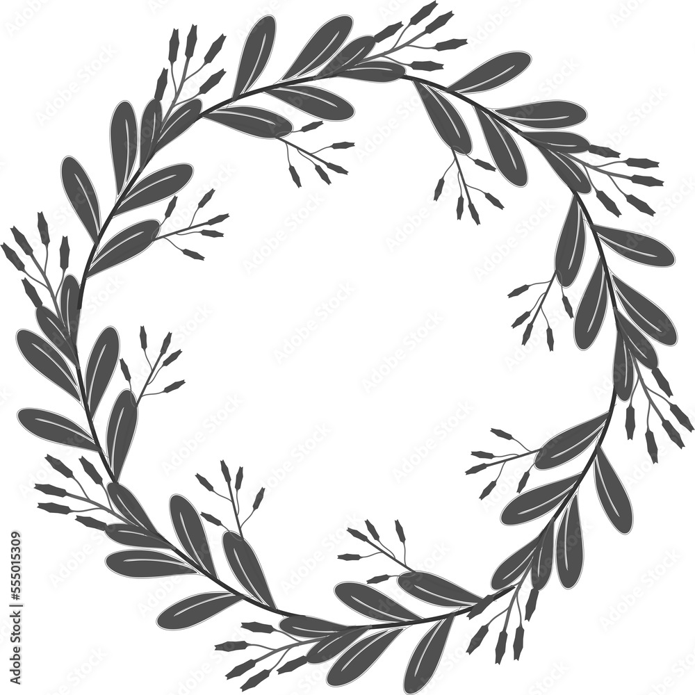wreath silhouette, floral frame