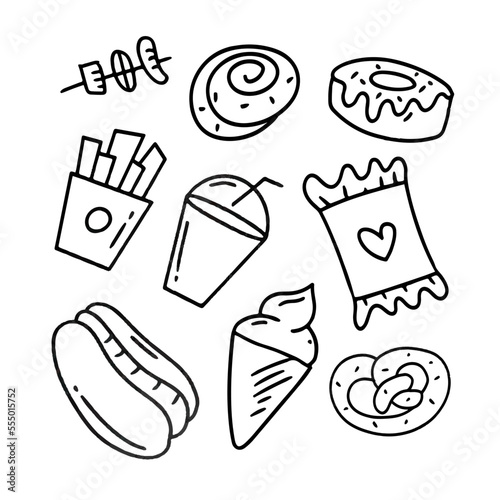 food and drinks vector bundle set with dodle style photo