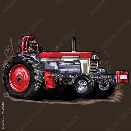 dirt tractor isolated on black background for poster, t-shirt print, business element, social media content, blog, sticker, vlog, and card. vector illustration.