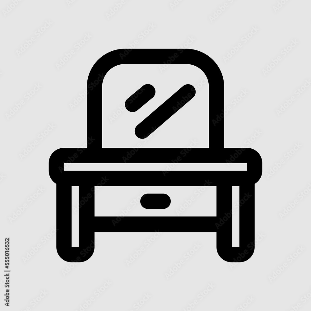 Dressing table icon in line style about furniture, use for website mobile app presentation