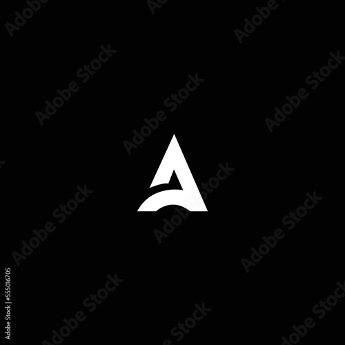Free Download Minimalist white letter A initial logo design with a creative curved line inside isolated on black background - GFXLoad
