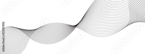 Abstract wavy gray blend liens design on white background. 