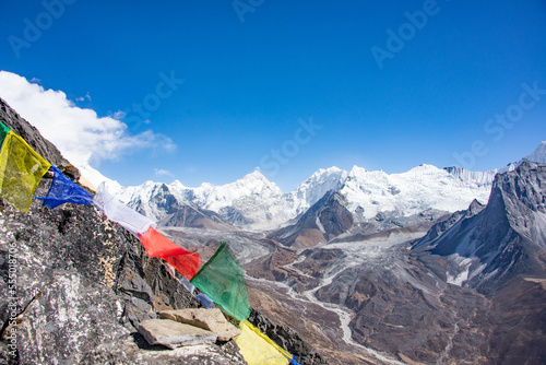 Taboche and Cholatse view from Nangkar Tshang near Dingboche, Nepal, Himalaya, Khumbu Himal photo