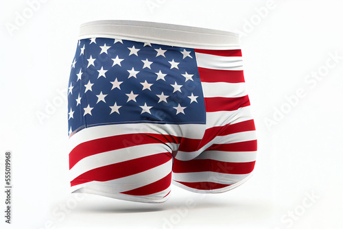 american flag on men's underpants on a white background 3d illustration ai generated