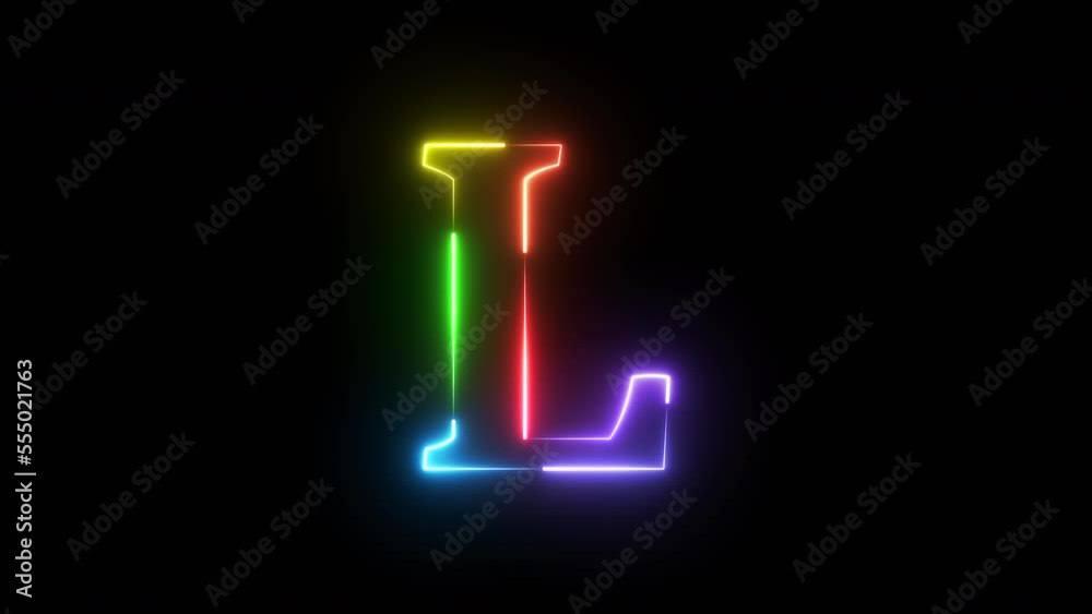 Neon light rainbow color alphabet L Neon light rainbow color alphabet L