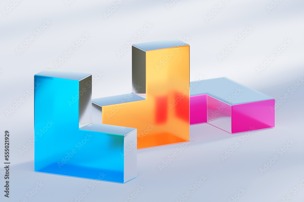 3D illustration of a colorful nodes. Fantastic shapes .Simple geometric shapes 3D illustration of a colorful nodes. Fantastic shapes .Simple geometric shapes
