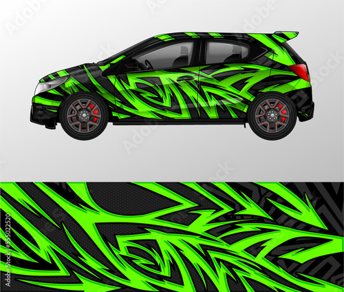 Car decal design vector. Graphic abstract stripe racing background kit designs for wrap vehicle, race car, rally, adventure and livery