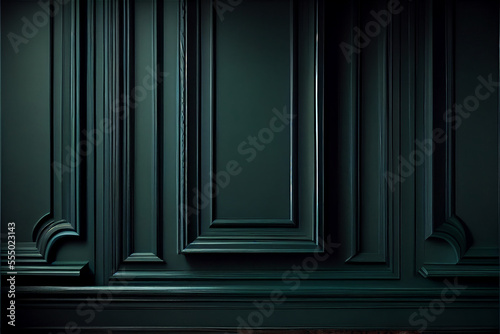 green lacquered wall with wainscoting ideal for backgrounds