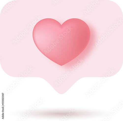 Love Message Pink Heart 3d 
