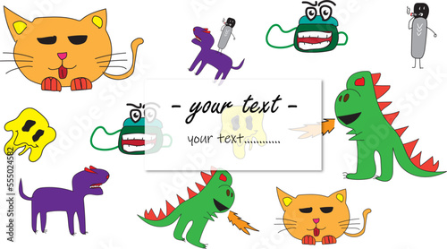 set of funny cartoon animals