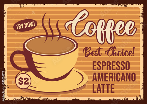 Coffee shop cafe advertisement retro promo poster vector design