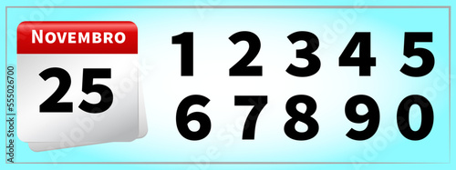 vector calendar number all numbers portuguese