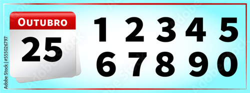 vector calendar number all numbers portuguese