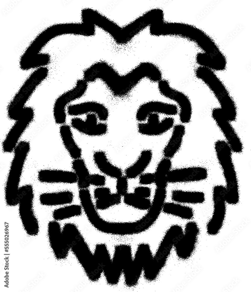 Fototapeta premium Lion head stencil graffiti with spray paint