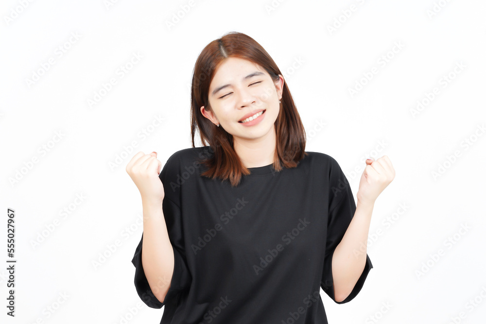 Yes Celebration Gesture Of Beautiful Asian Woman Isolated On White Background Yes Celebration Gesture Of Beautiful Asian Woman Isolated On White Background