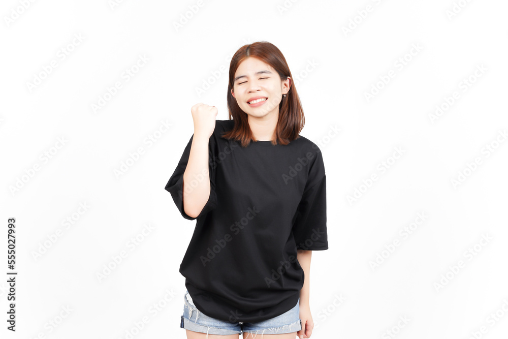 Yes Celebration Gesture Of Beautiful Asian Woman Isolated On White Background Yes Celebration Gesture Of Beautiful Asian Woman Isolated On White Background