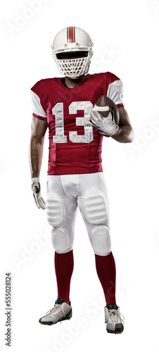 Football Player with a  Red uniform on a transparent background. PNG file. © beto_chagas