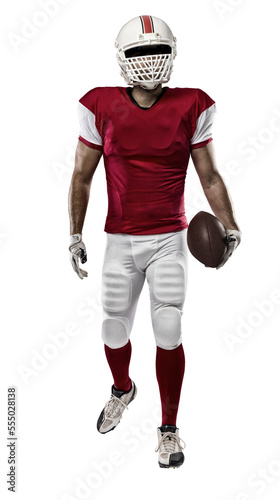 Football Player with a Red uniform on a transparent background. PNG file.