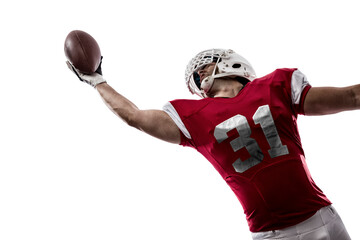 Football Player with a  Red uniform on a transparent background. PNG file.