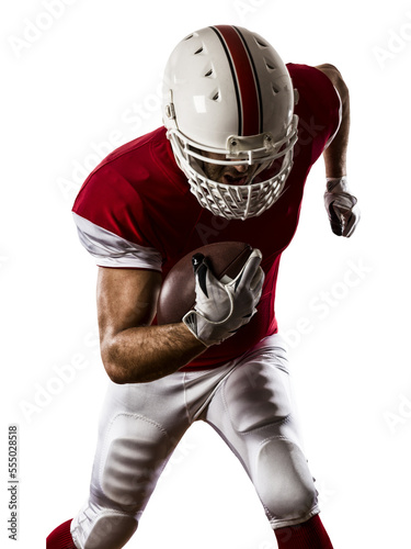 Football Player with a  Red uniform on a transparent background. PNG file.