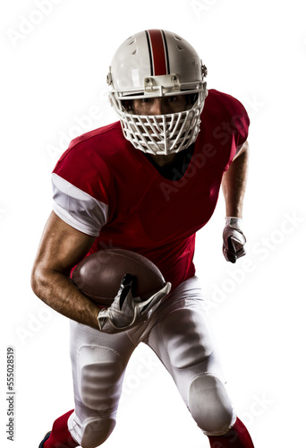 Football Player with a  Red uniform on a transparent background. PNG file.