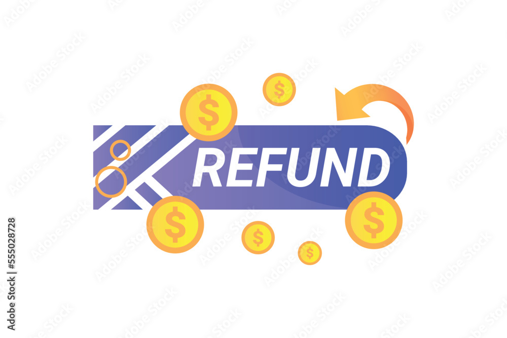 Refund banner with coins illustrated Refund banner with coins illustrated
