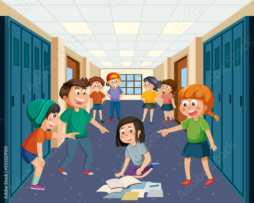 Kids bullying their friend at school