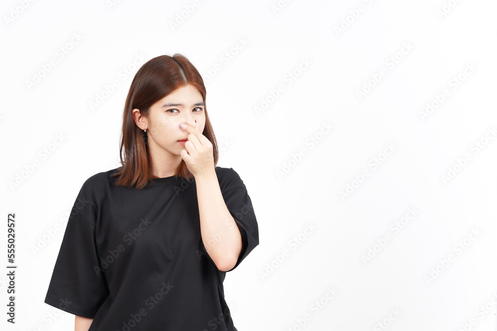 Smelling something stinky and disgusting Of Beautiful Asian Woman Isolated On White Background Smelling something stinky and disgusting Of Beautiful Asian Woman Isolated On White Background
