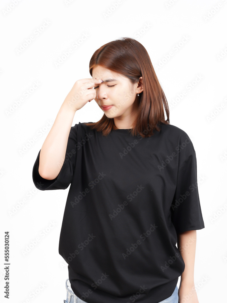 Suffering Headache Gesture, Head Pain Of Beautiful Asian Woman Isolated On White Background Suffering Headache Gesture, Head Pain Of Beautiful Asian Woman Isolated On White Background